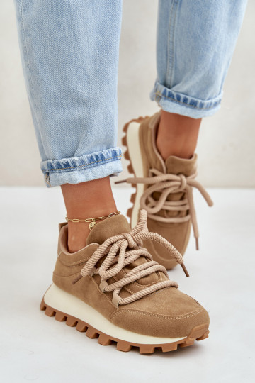 sportschoenen Sneakers model schoenen met platformvan eco-suèdeu bruine kleur Riadella