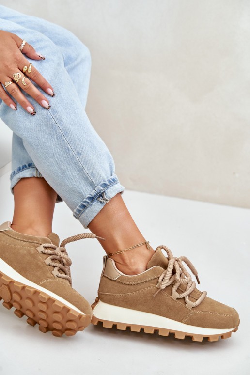 sportschoenen Sneakers model schoenen met platformvan eco-suèdeu bruine kleur Riadella