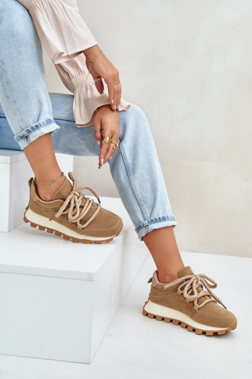 sportschoenen Sneakers model schoenen met platformvan eco-suèdeu bruine kleur Riadella