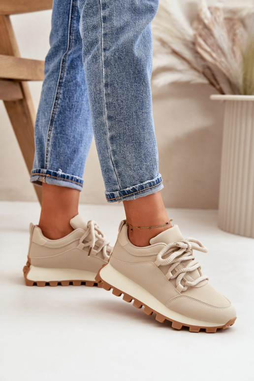 sportschoenen Sneakers model schoenen met platform van ecoleer beige Riadella