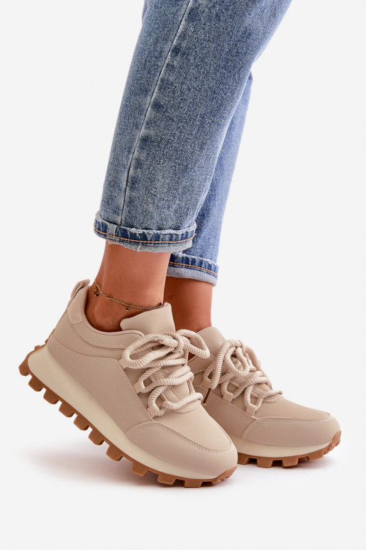 sportschoenen Sneakers model schoenen met platform van ecoleer beige Riadella