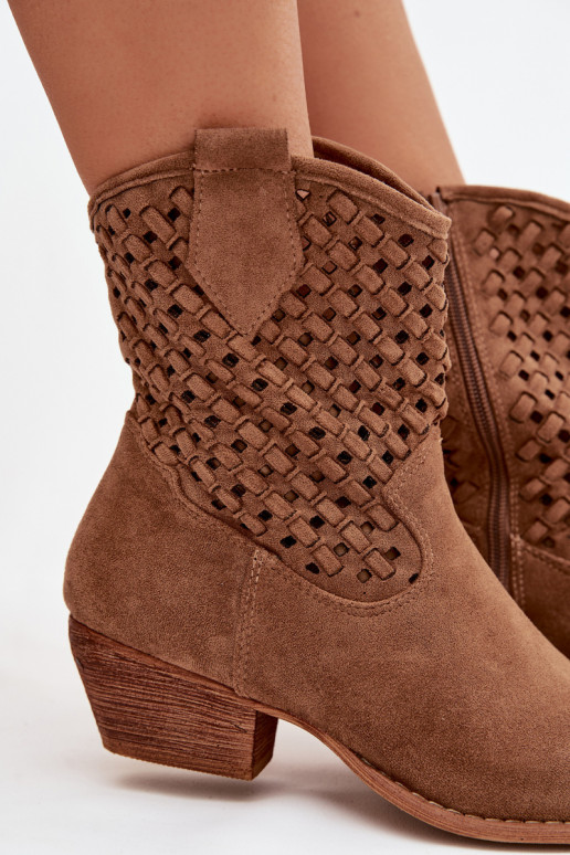 OpengeInerkte laarzen Dames met hakken bruine kleur Ferissa