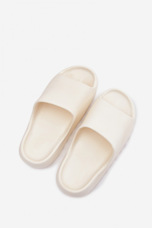 Ivoor kleurige dames slippers Olyria met plateau