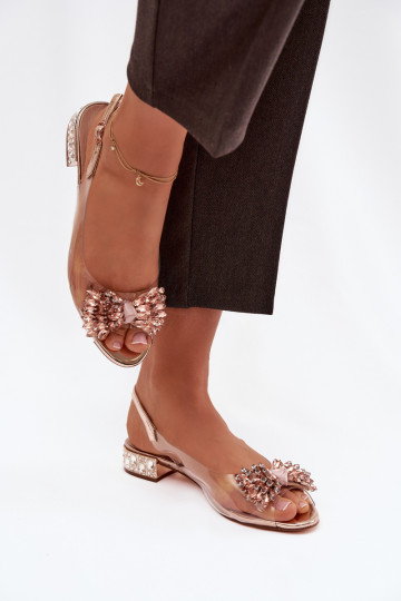 Roségouden transparante sandalen D&A MR52-231 met strikken 2
