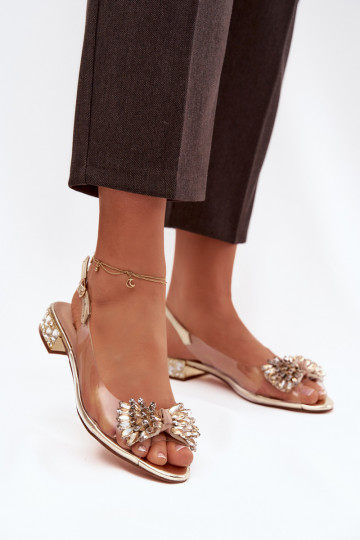 Gouden transparante sandalen D&A MR52-231 met strikken 2