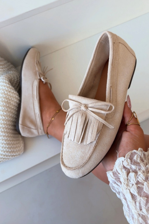 Dames mokassins met kwasten in ivoorkleur Janelisse