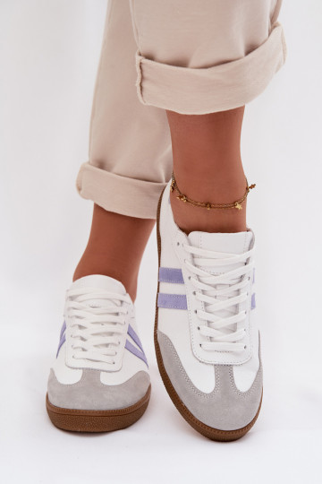 Zazoo N1068 kunstlederen lage sneakers voor dames in wit-blauw 2