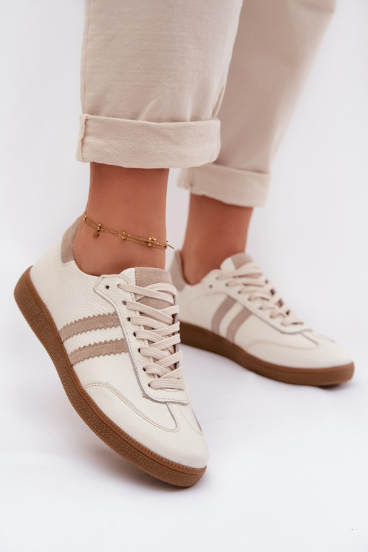 Zazoo N1068 Leer Laag Sneakers model schoenen Dames beige