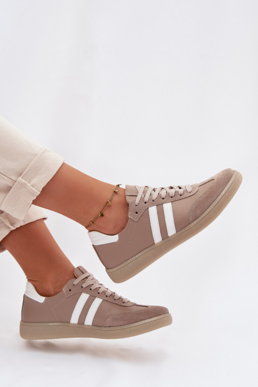 Zazoo N1068 Leer Laag Sneakers model schoenen Dames beige