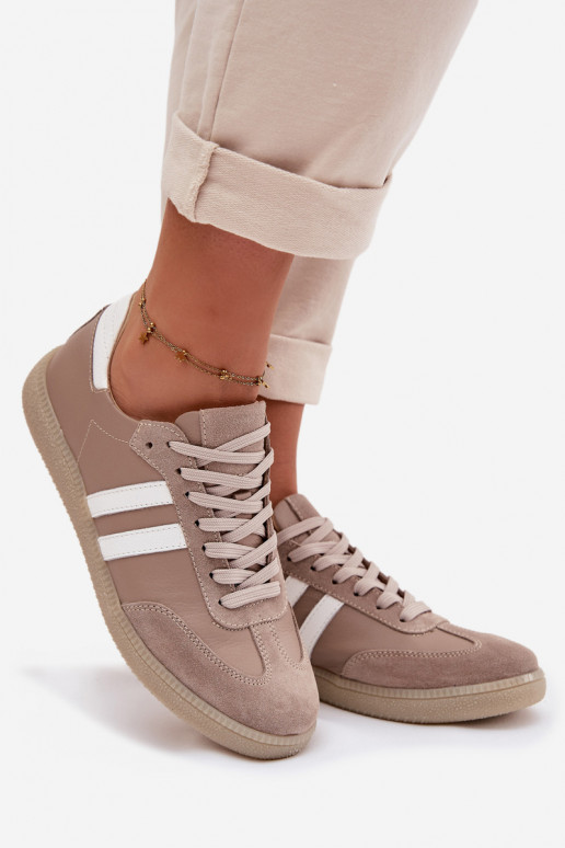 Zazoo N1068 Leer Laag Sneakers model schoenen Dames beige