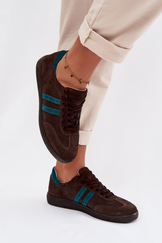 Zazoo N1068 van suède Laag Sneakers model schoenen Dames CzekoladoIne