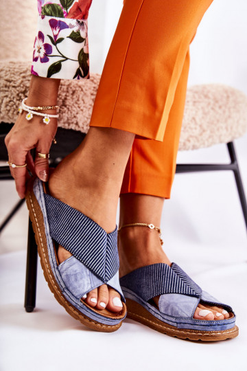 Leer Geprofileerd Slippers Het heeftciejka 04986-17 blauIn