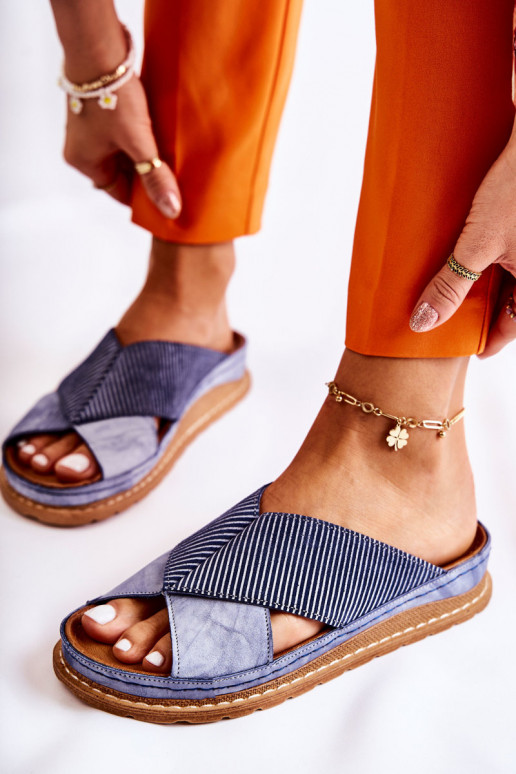 Leer Geprofileerd Slippers Het heeftciejka 04986-17 blauIn