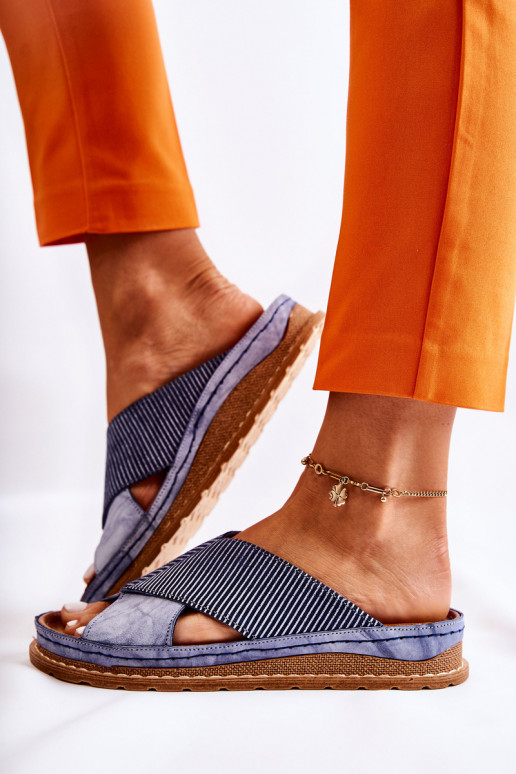 Leer Geprofileerd Slippers Het heeftciejka 04986-17 blauIn