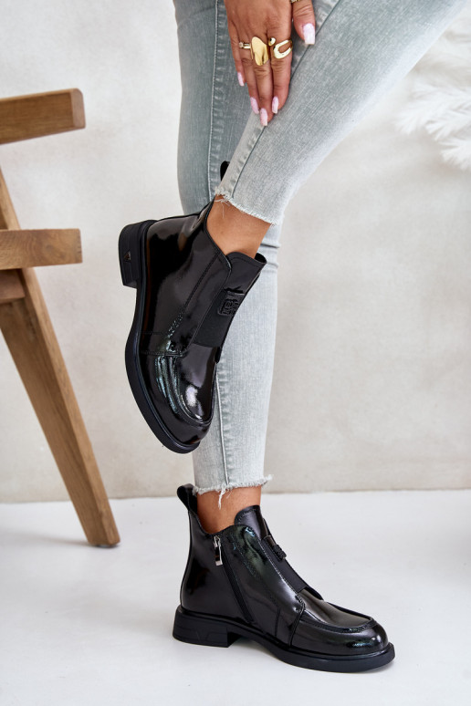 Leer met lakeffect Dameslaarzen Opar het kasteel D&A JC42-24 zInart