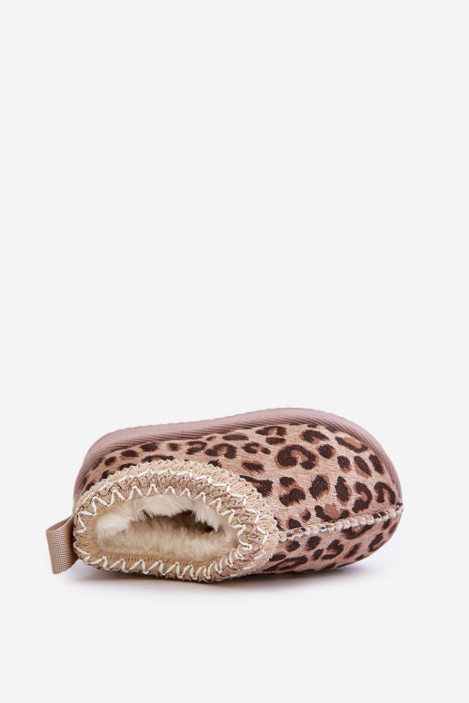 SneeuIn laarzen Laarzen Kinderen met luipaardbontpatronen met platform opInarmen met bont erin bruine kleur Vilabria