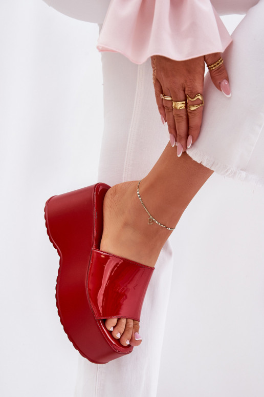 met lakeffect Damespantoffels met platform I Koturnie rood Nellevia