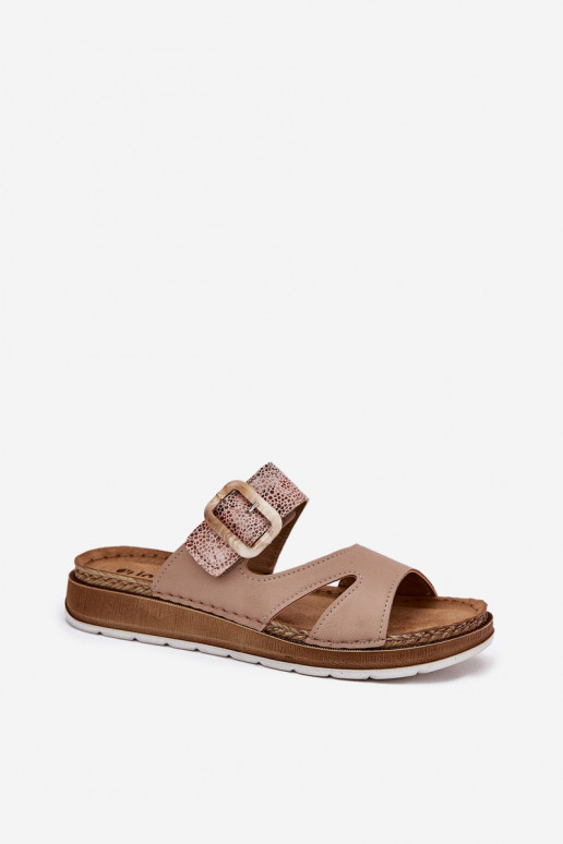 Eenvoudig Damespantoffels met gespen Inblu GS000055 beige