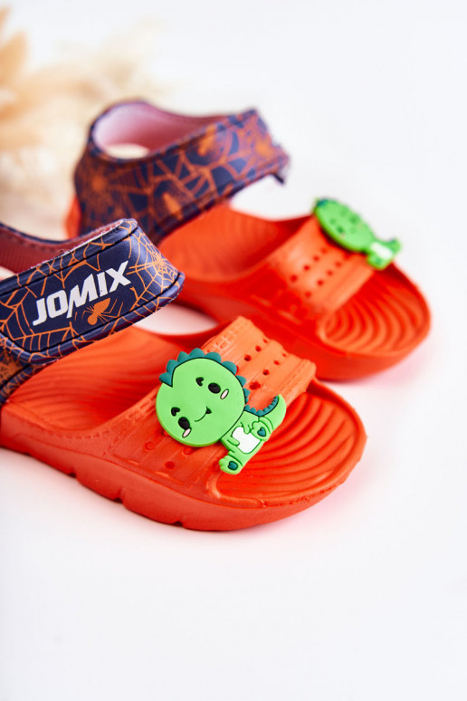 Eenvoudig LichtgeInicht pantoffels Kindersandalen met zelfklevende bevestigingsmiddelen oranje Asti