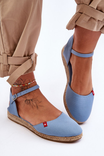 Dames espadrilles met plateau Big Star FF274532 blauwe kleur
