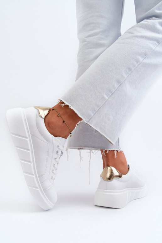 Leer Sneakers model schoenen Dames met platform Initte kleur Danida