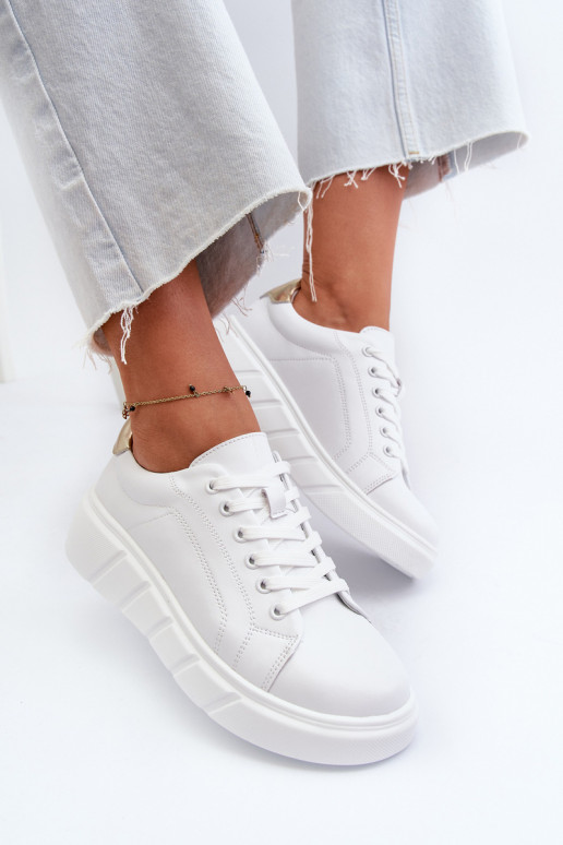 Leer Sneakers model schoenen Dames met platform Initte kleur Danida