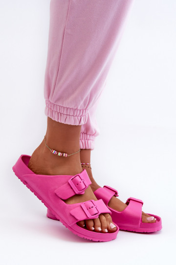 Dames slippers met schuim en gespen in roze Luciene 2