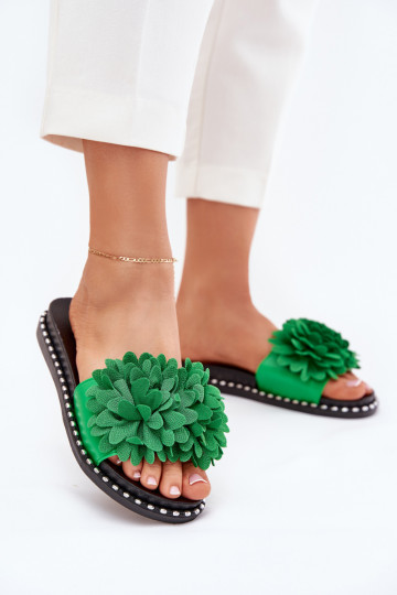 Damespantoffels Ozdobione met bloemmotievenami groene kleur Cellanen