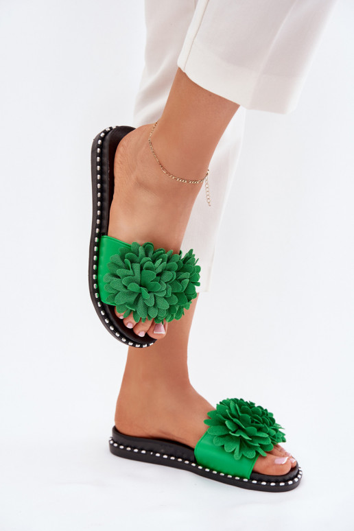 Damespantoffels Ozdobione met bloemmotievenami groene kleur Cellanen