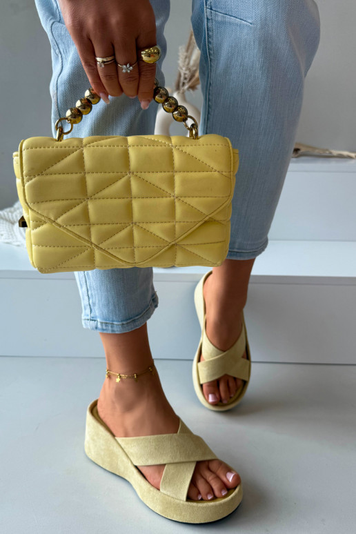 Gele damesplatformslippers van kunstsuède „Calorine"