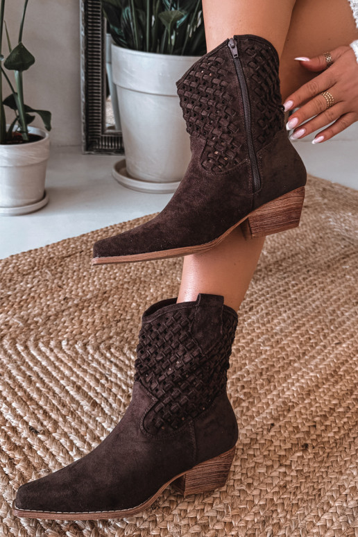 OpengeInerkte laarzen Dames met hakken CzekoladoIne Ferissa