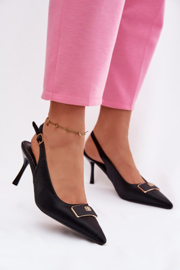 Dames hoge hak sandalen met decoratieve details in zwart Lurella 2