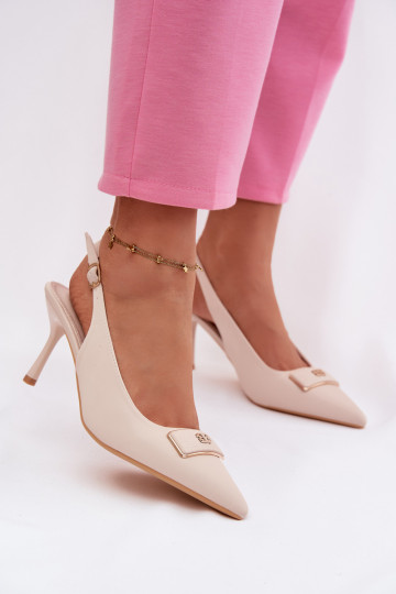 hoge hakken Dames Met sierlijk Detalem ivoor Lurella 2