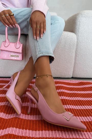 Dames hoge hak sandalen met decoratieve details in roze Lurella