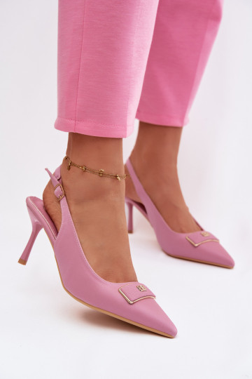 Dames hoge hak sandalen met decoratieve details in roze Lurella 2