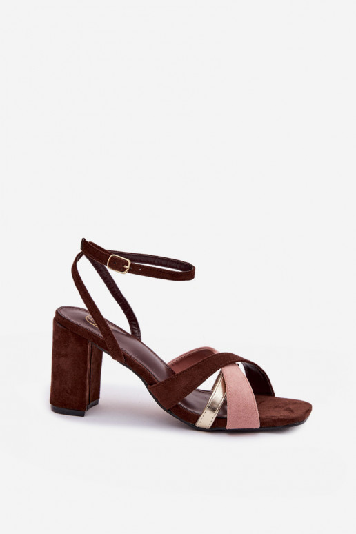 Damessandalen met hoge hakken Met Strepen van eco-suèdeoIne CzekoladoIne Karilora