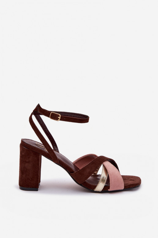 Damessandalen met hoge hakken Met Strepen van eco-suèdeoIne CzekoladoIne Karilora