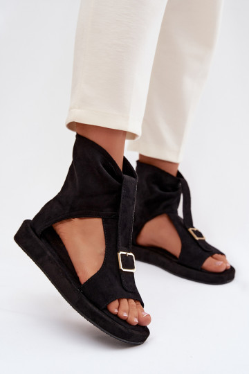 Dames sandalen met schacht, zwarte kleur Coralya