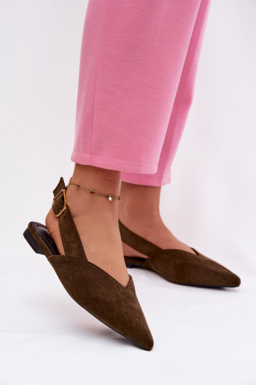 Ballerinas met gouden gespen van eco-suèdeoIne groene kleur Palerra