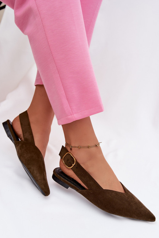 Ballerinas met gouden gespen van eco-suèdeoIne groene kleur Palerra