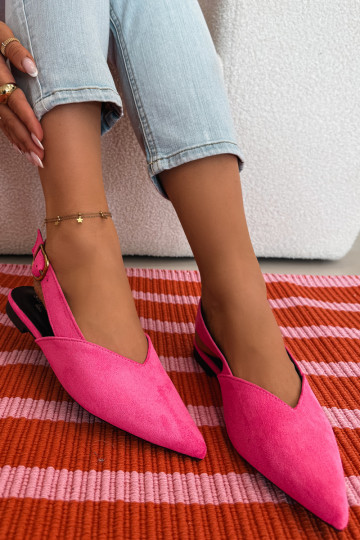 Ballerinas met gouden gespen van eco-suèdeoIne roze Palerra