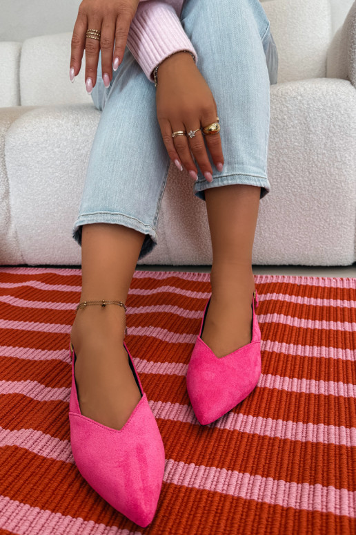 Ballerinas met gouden gespen van eco-suèdeoIne roze Palerra