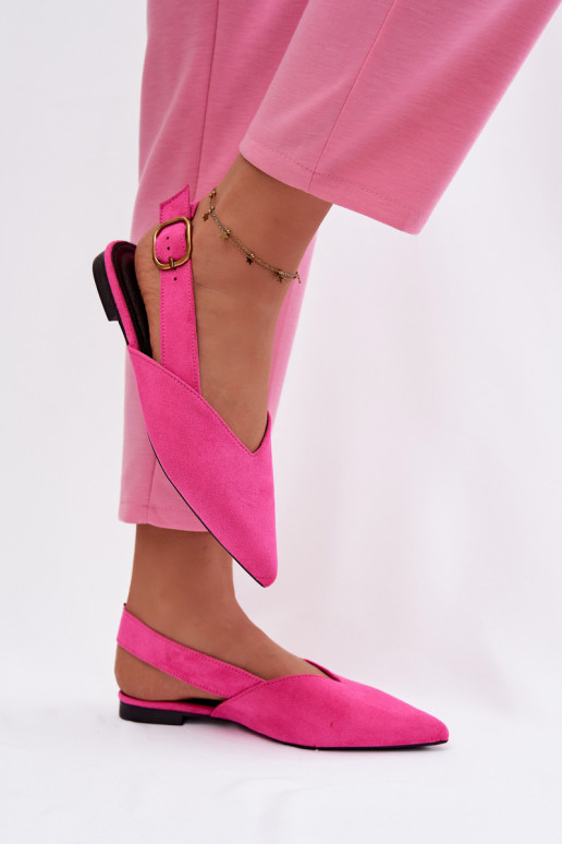 Ballerinas met gouden gespen van eco-suèdeoIne roze Palerra