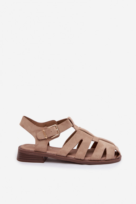 Dames sandalen Rzymianki met gouden gespen beige Janessa