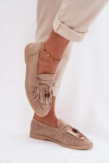 dames mocassins met kInastjes I koraal kleurenikami beige Teressa