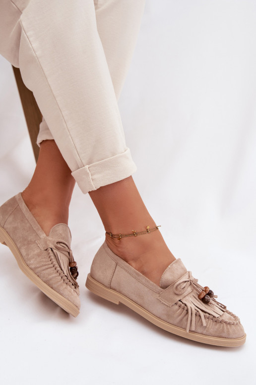 dames mocassins met kInastjes I koraal kleurenikami beige Teressa