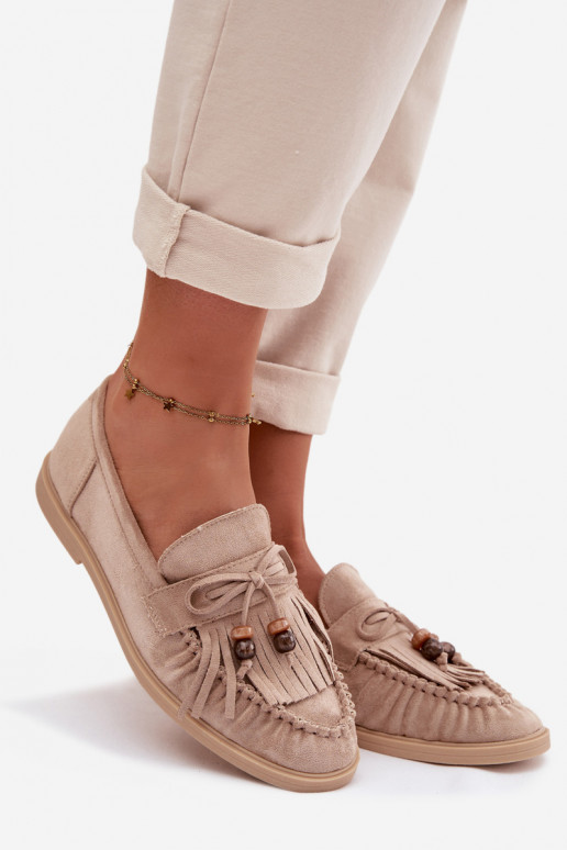 dames mocassins met kInastjes I koraal kleurenikami beige Teressa