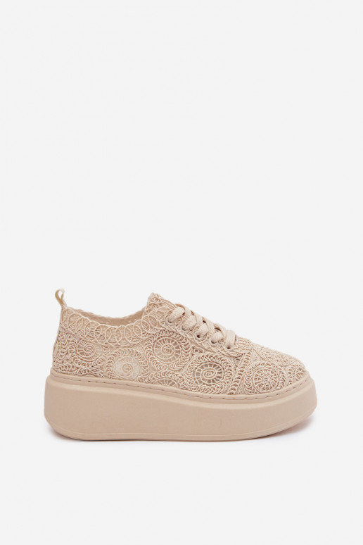 SzydełkoIne Sneakers Dames met platform beige Evalora