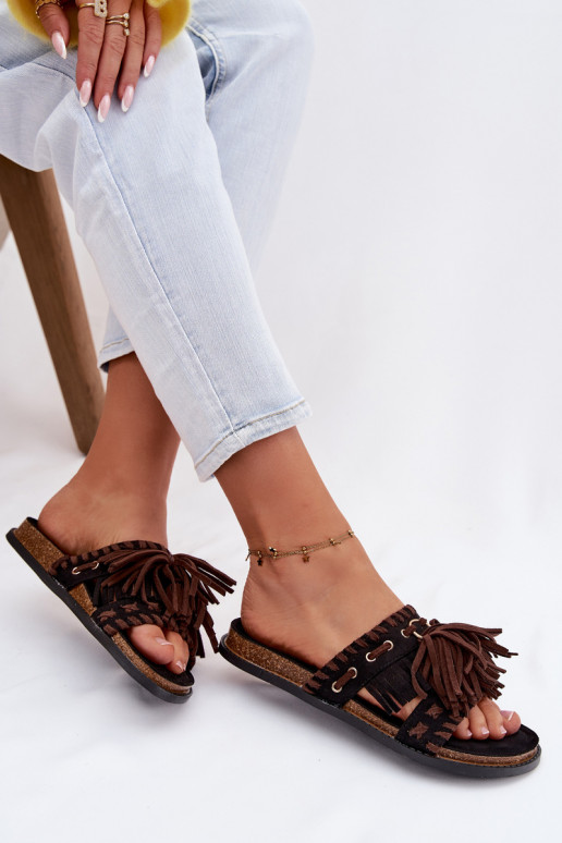 Damespantoffels met kInastjes zInart Glorinna