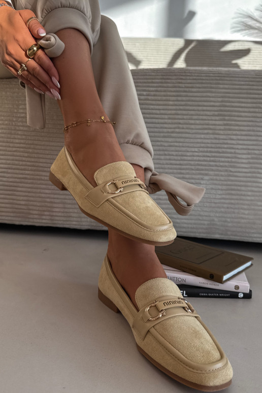 Dames mokassins met decoratieve elementen in gele kleur Evelora